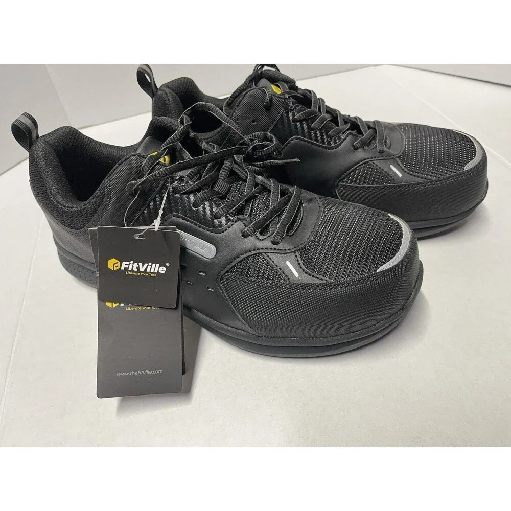 FitVille 9EW Men's  Black Low-top SteelCore Tip Work Shoes New With Tags No Box